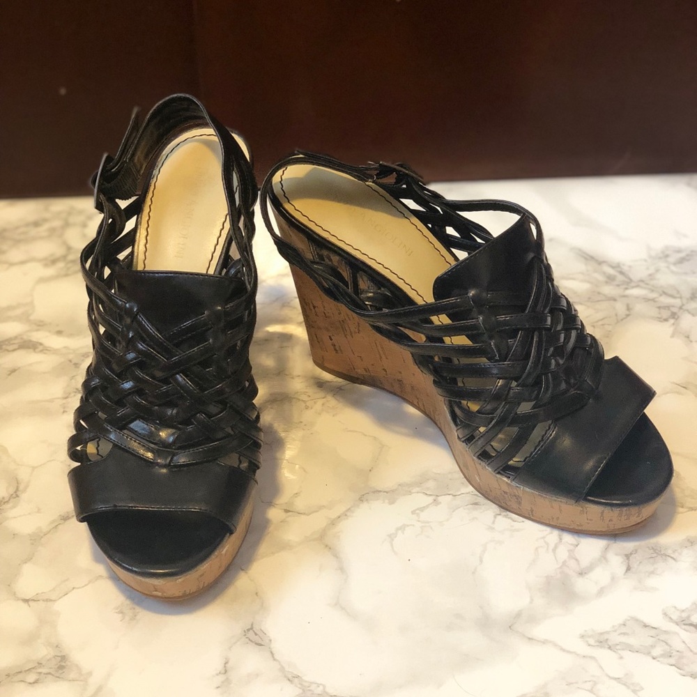 Black Cork Summer Wedges